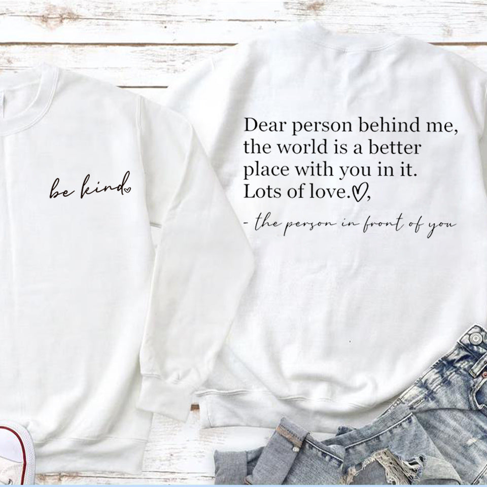 Be Kind Logo Language Women's Blessing Inspirational Loose Sweater