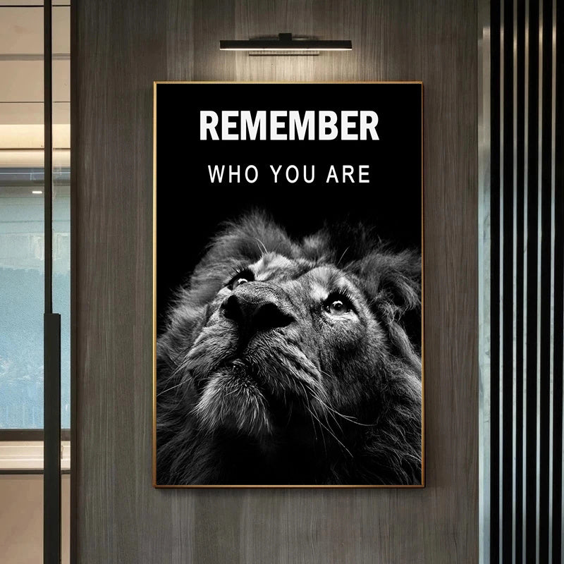 Black Lions Letter Inspiration Art Canvas Painting