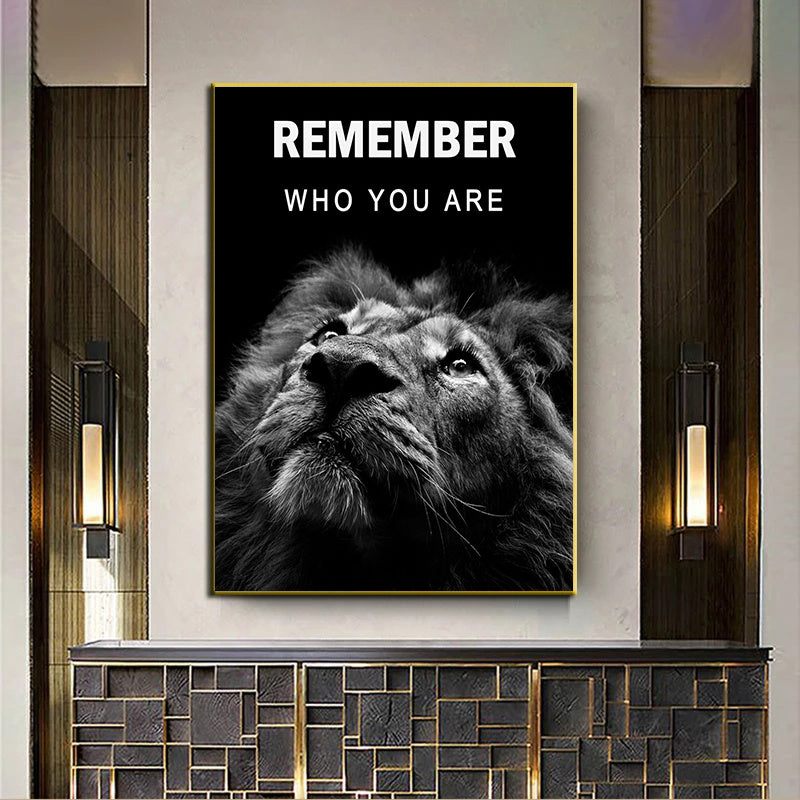 Black Lions Letter Inspiration Art Canvas Painting