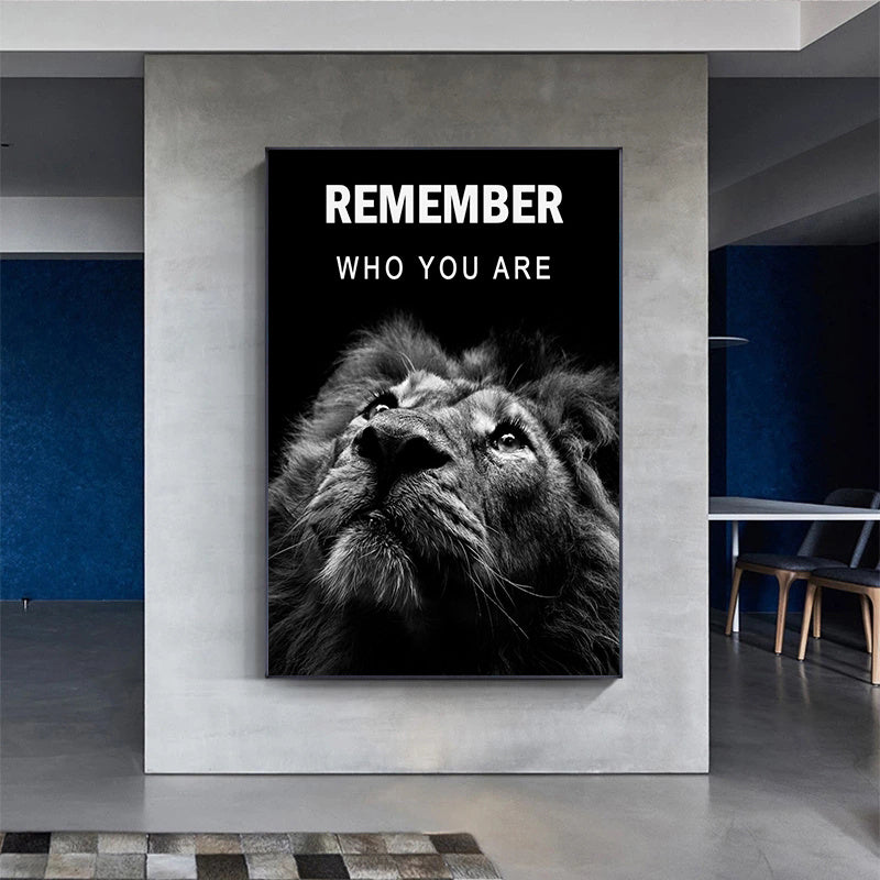 Black Lions Letter Inspiration Art Canvas Painting