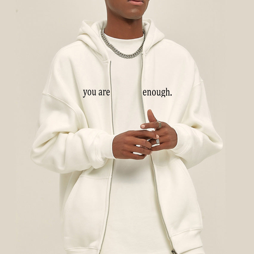 You Are Enough Unisex Drawstring Zipper Hoodie