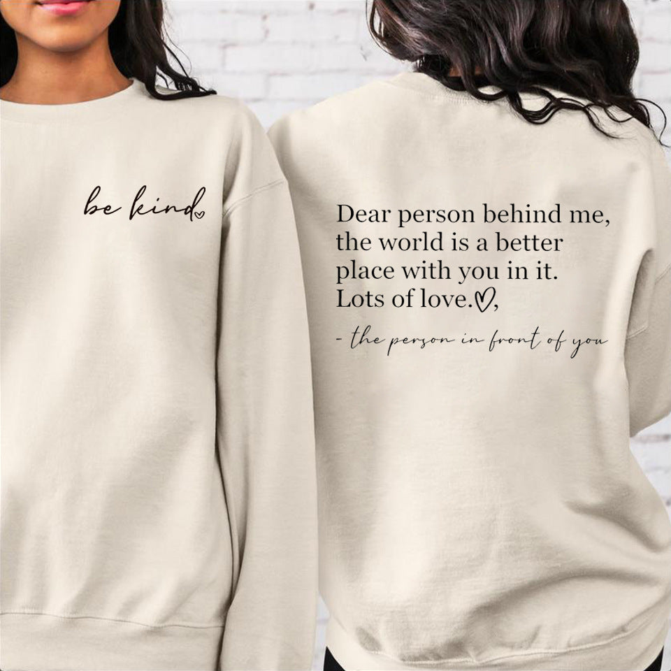Be Kind Logo Language Women's Blessing Inspirational Loose Sweater