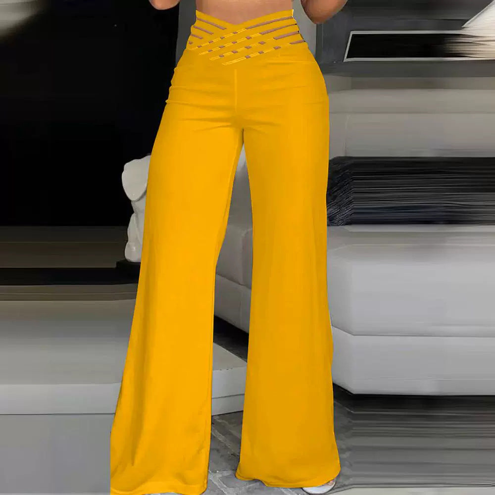 Women's Ribbon High Waist Wide Leg Pants