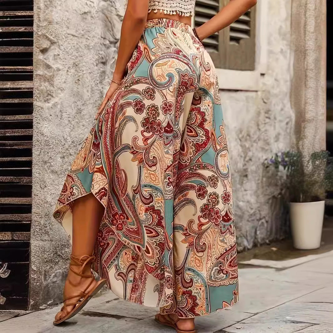 Plus Size Irregular Wide Leg Pants Casual Bohemian