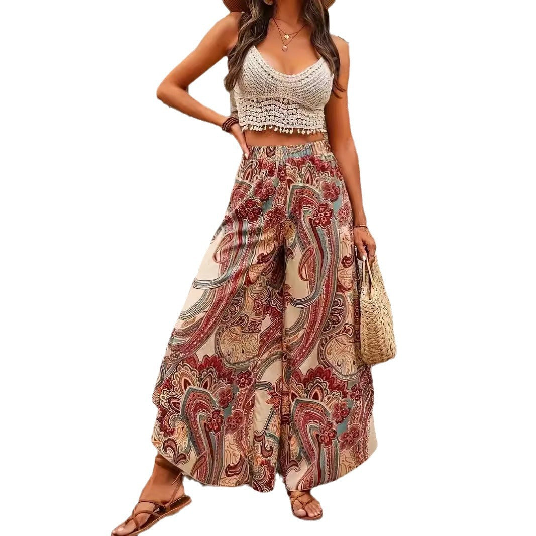 Plus Size Irregular Wide Leg Pants Casual Bohemian