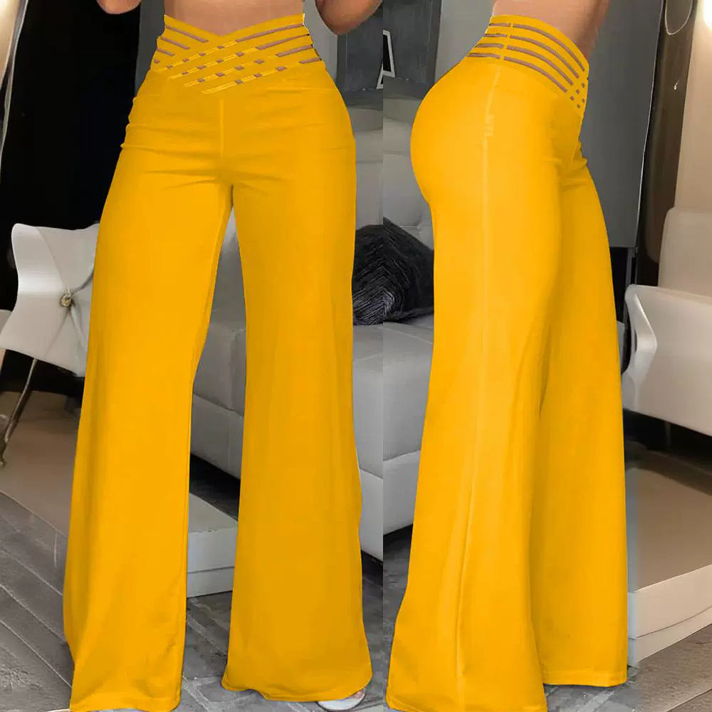 Women's Ribbon High Waist Wide Leg Pants