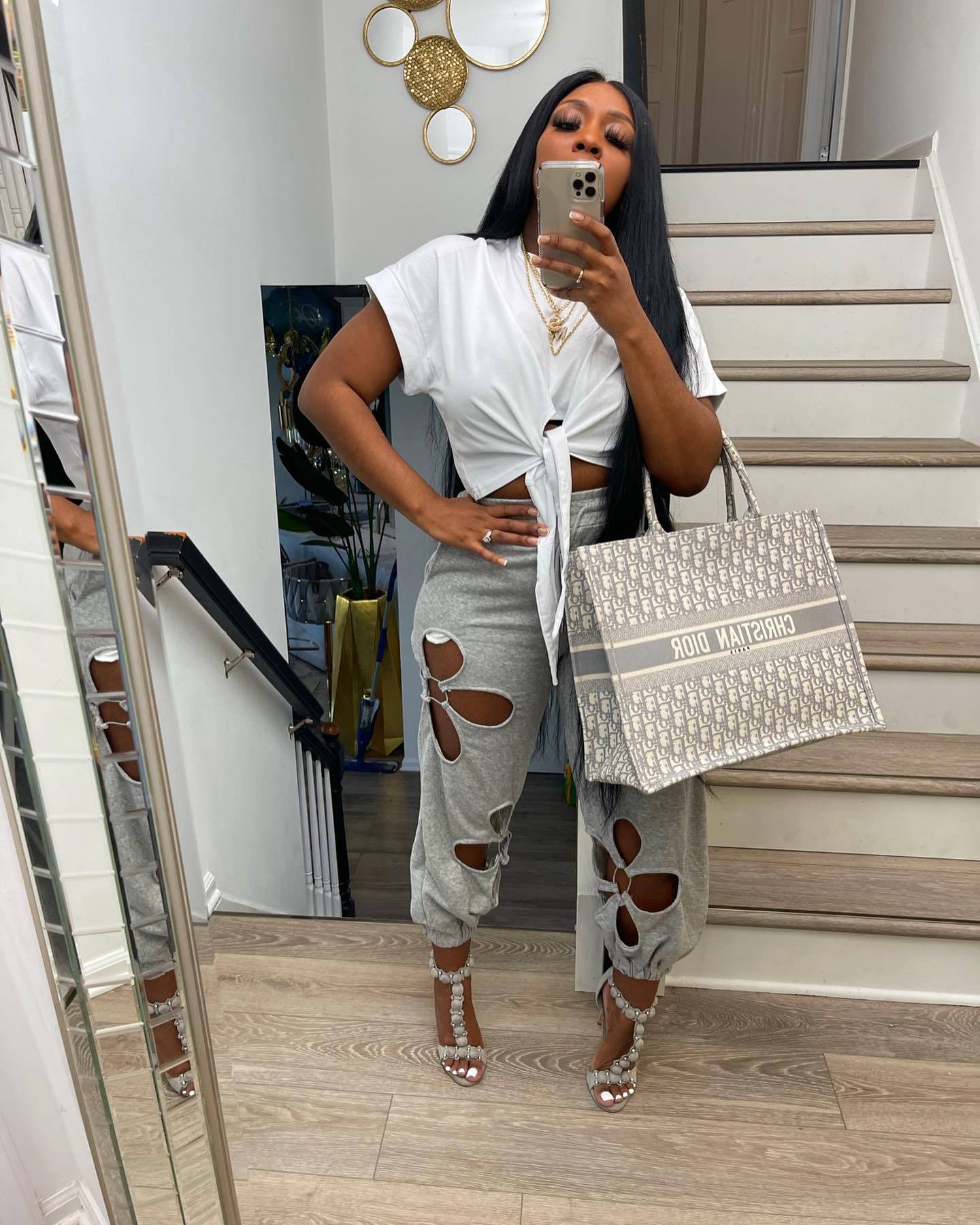 Clothing Foreign Trade Women's Clothing Ripped Trousers Casual Pants