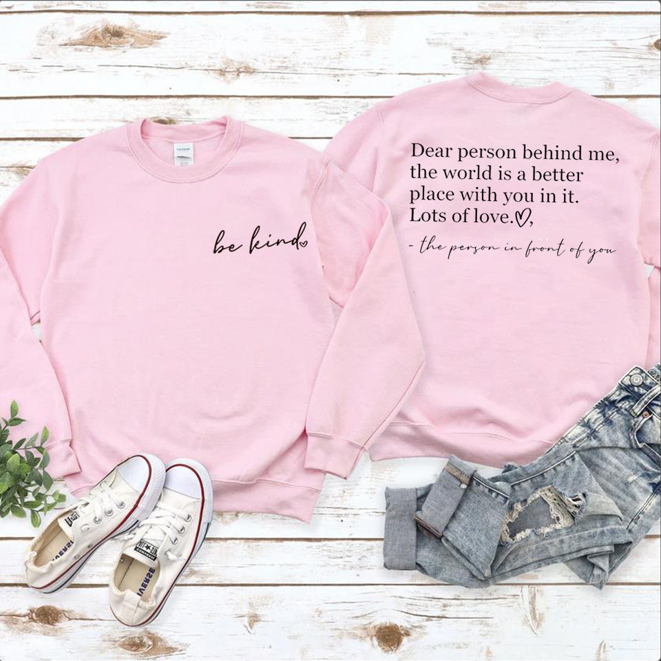 Be Kind Logo Language Women's Blessing Inspirational Loose Sweater