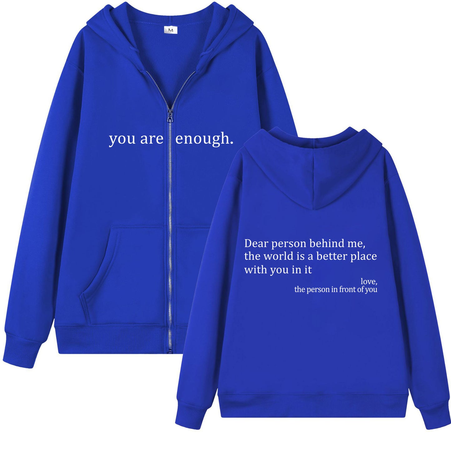 You Are Enough Unisex Drawstring Zipper Hoodie